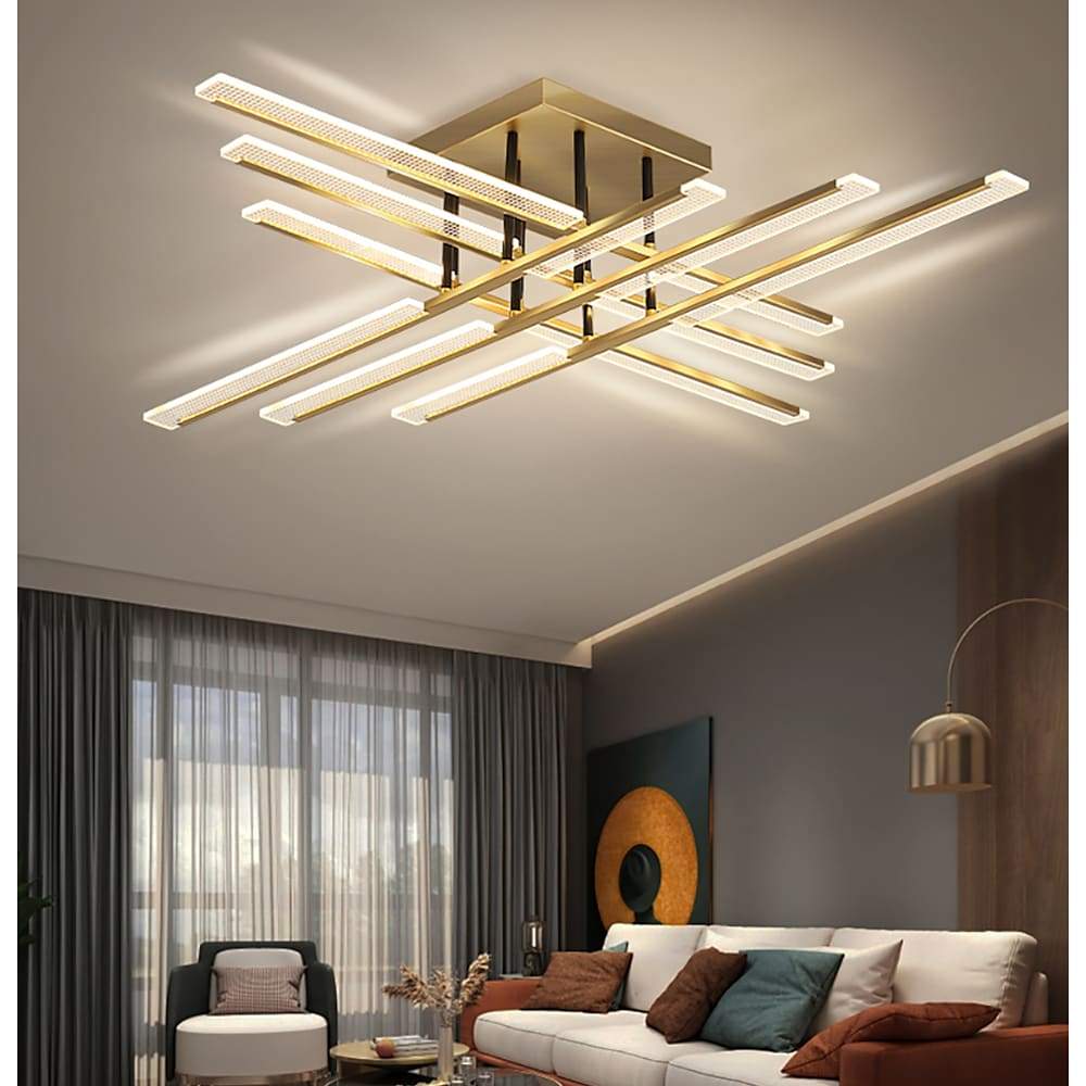 Gold Cross Ceiling Light - Exquisite Metal LED Flat Light