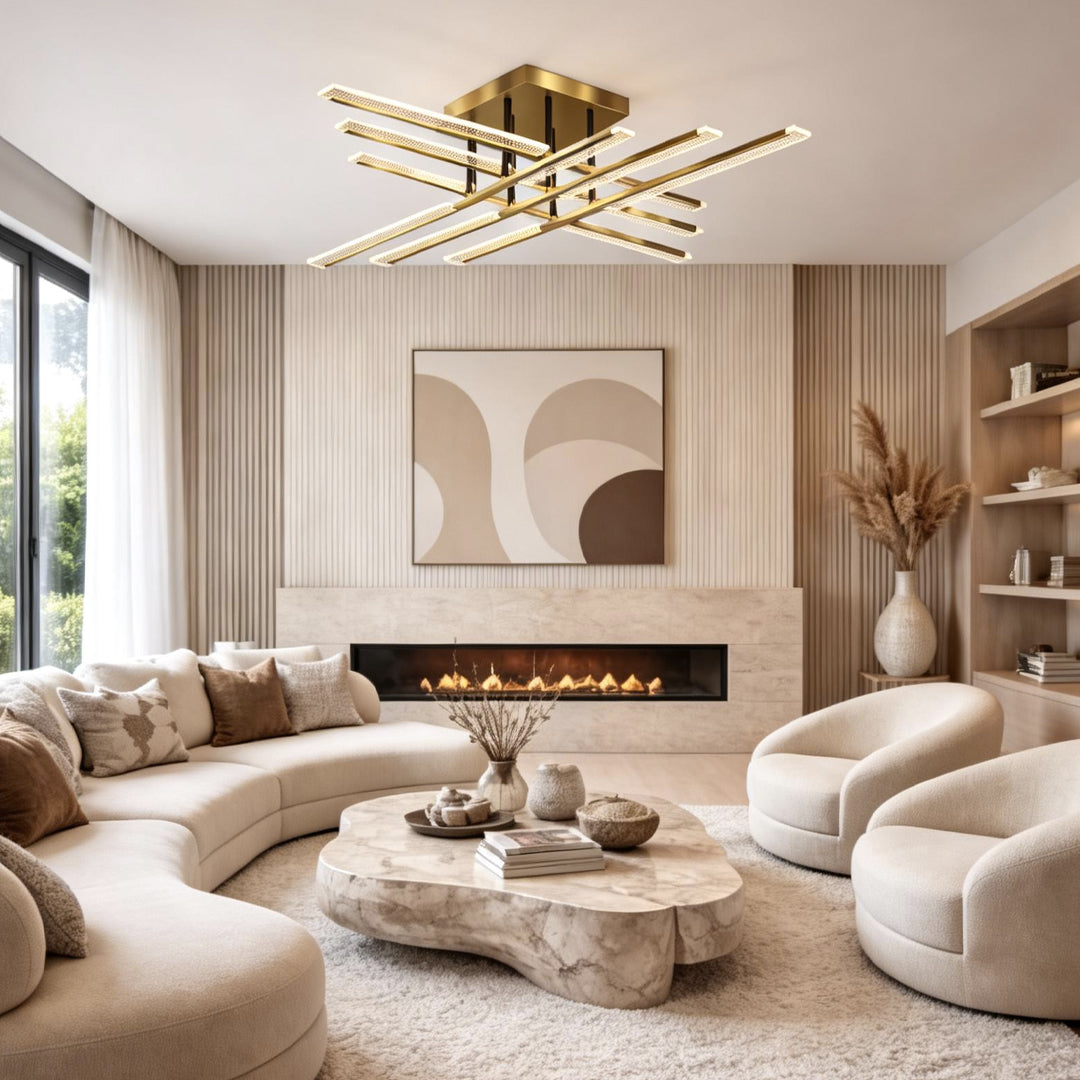 Gold Cross Ceiling Light - Exquisite Metal LED Flat Light