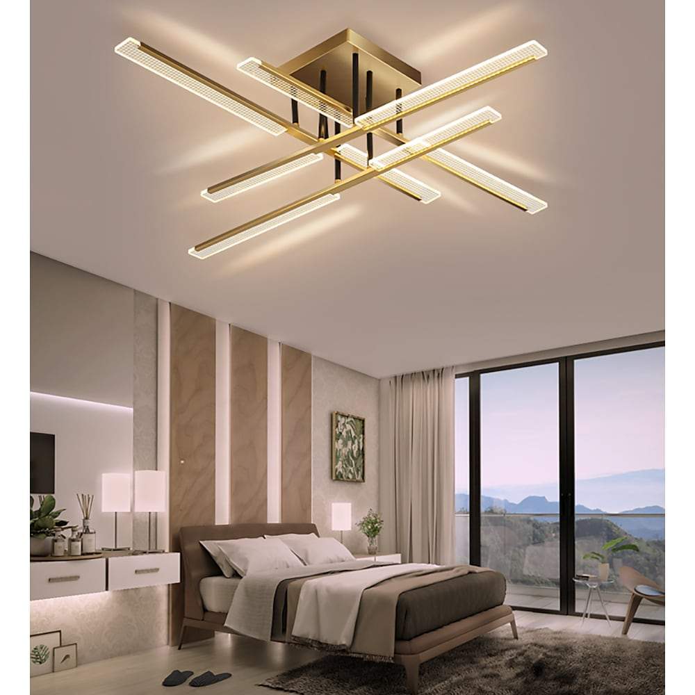 Gold Cross Ceiling Light - Exquisite Metal LED Flat Light