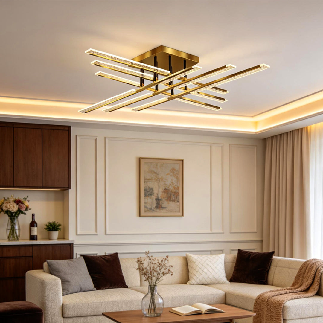 Gold Cross Ceiling Light - Exquisite Metal LED Flat Light