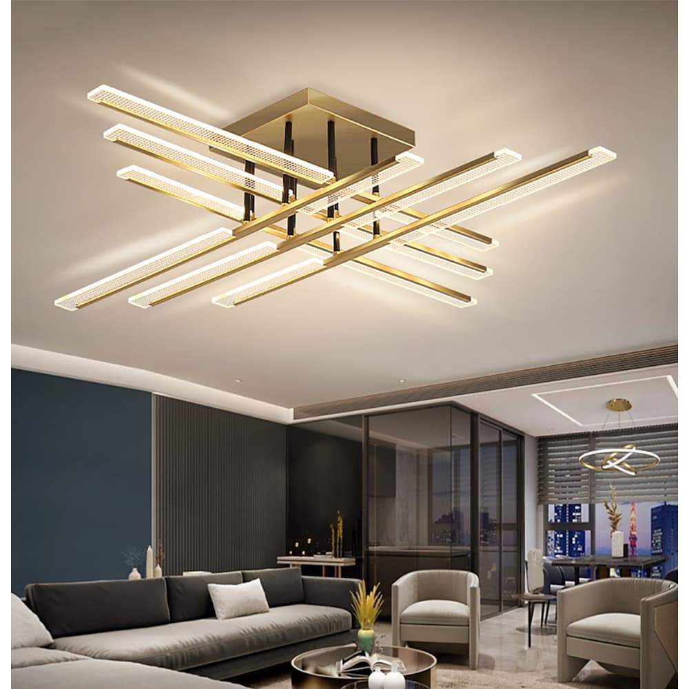 Gold Cross Ceiling Light - Exquisite Metal LED Flat Light
