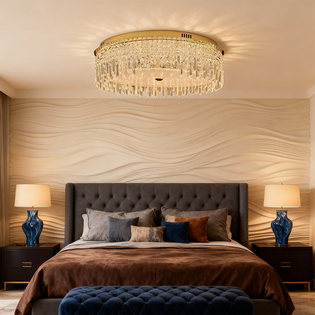 Luxury Crystal Flush Mount Ceiling Light – Modern Metal Fixture
