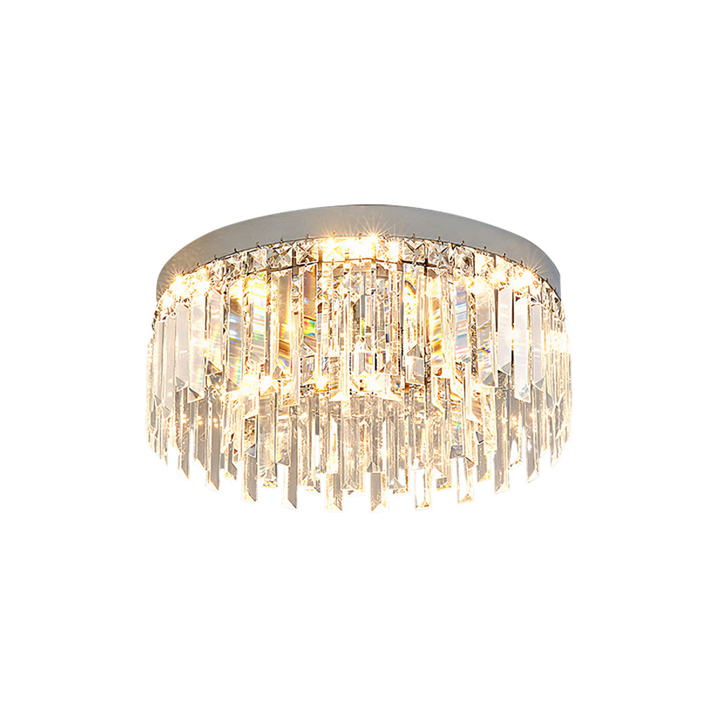 Crystal Flush Mount Ceiling Light - Modern Round Minimalist Design