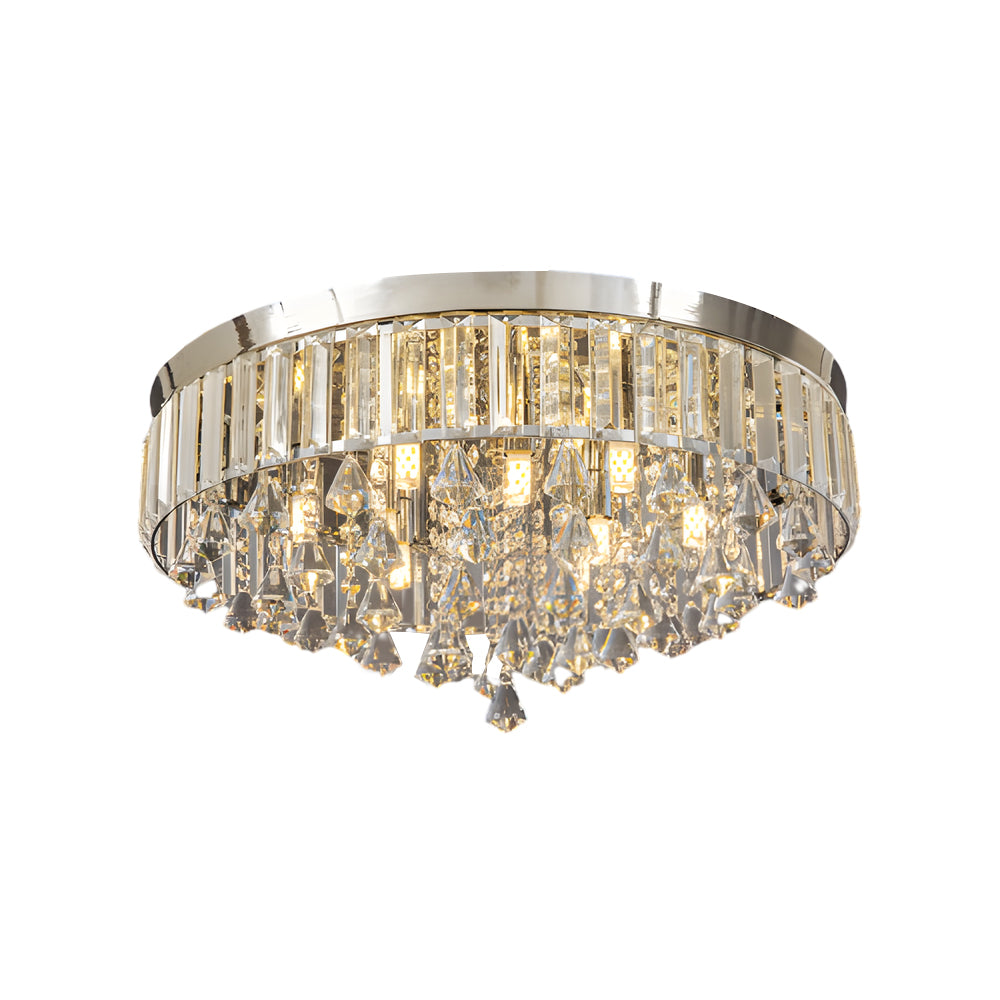 Gold Crystal Flush Mount LED Ceiling Light Fixture
