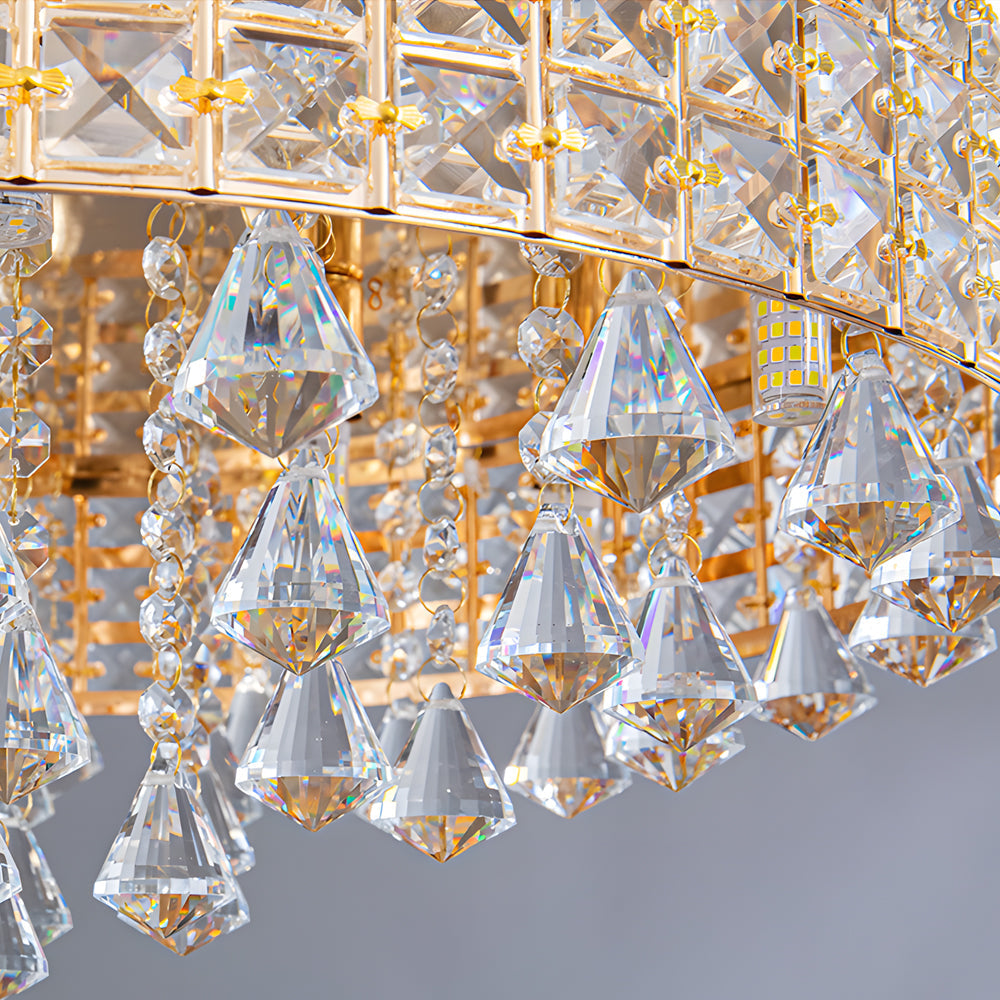 Gold Crystal Flush Mount LED Ceiling Light Fixture