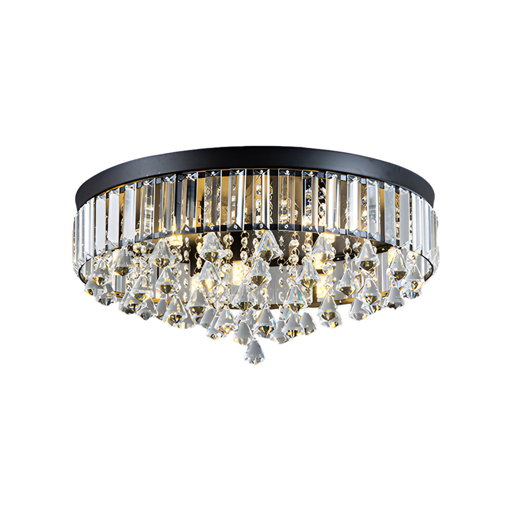 Gold Crystal Flush Mount LED Ceiling Light Fixture