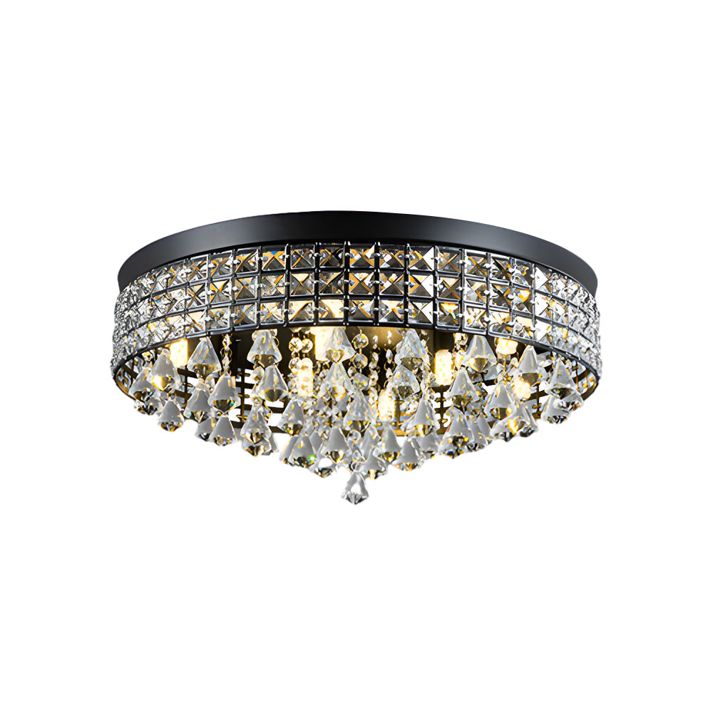 Gold Crystal Flush Mount LED Ceiling Light Fixture