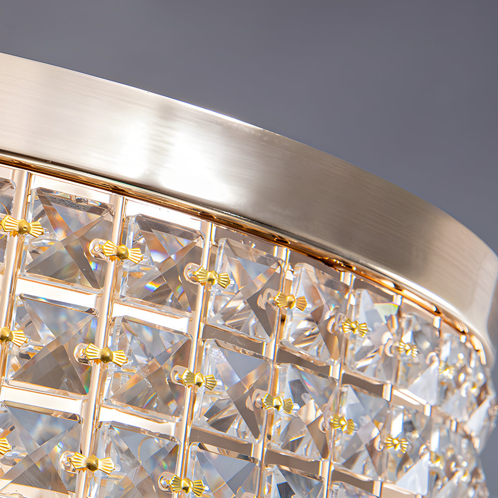 Gold Crystal Flush Mount LED Ceiling Light Fixture