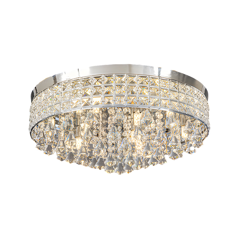 Gold Crystal Flush Mount LED Ceiling Light Fixture