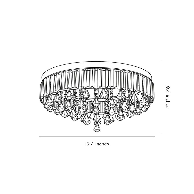 Gold Crystal Flush Mount LED Ceiling Light Fixture