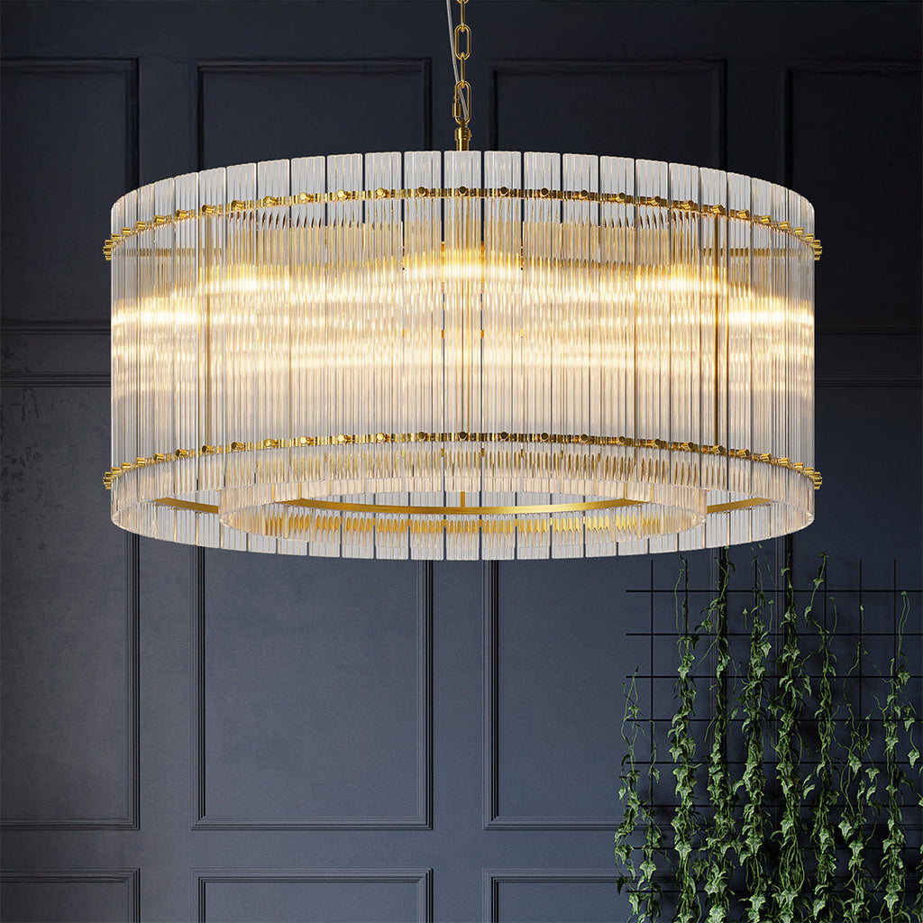 Luxury Iron Glass Lamp Shade Chandelier Ceiling Light