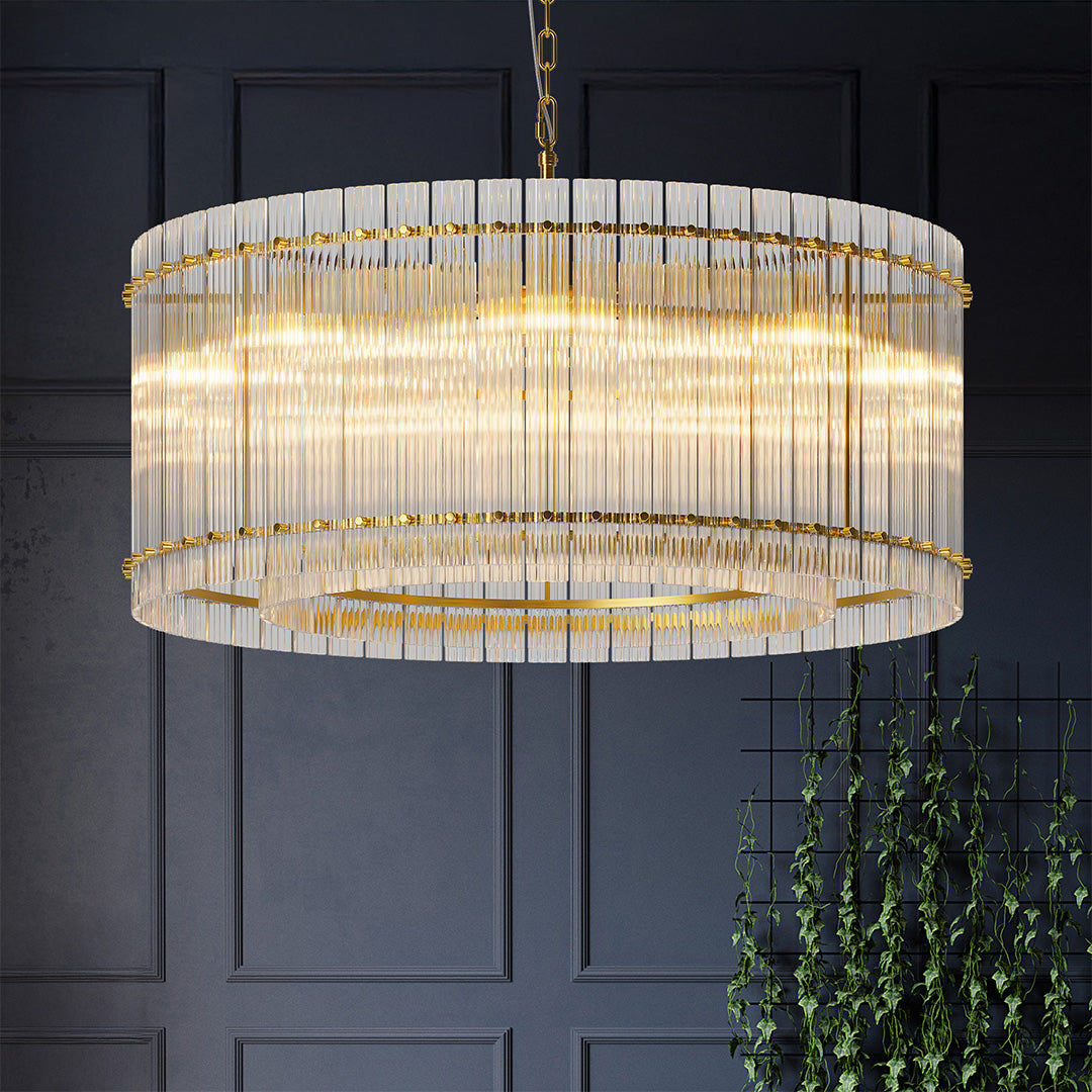 Luxury Iron Glass Lamp Shade Chandelier Ceiling Light