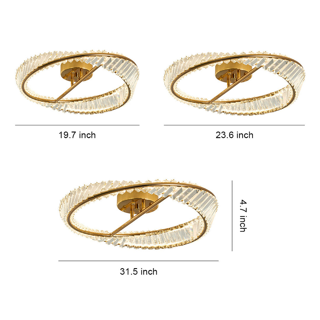 Luxury Gold Mobius Crystal Flush Mount Light Fixture