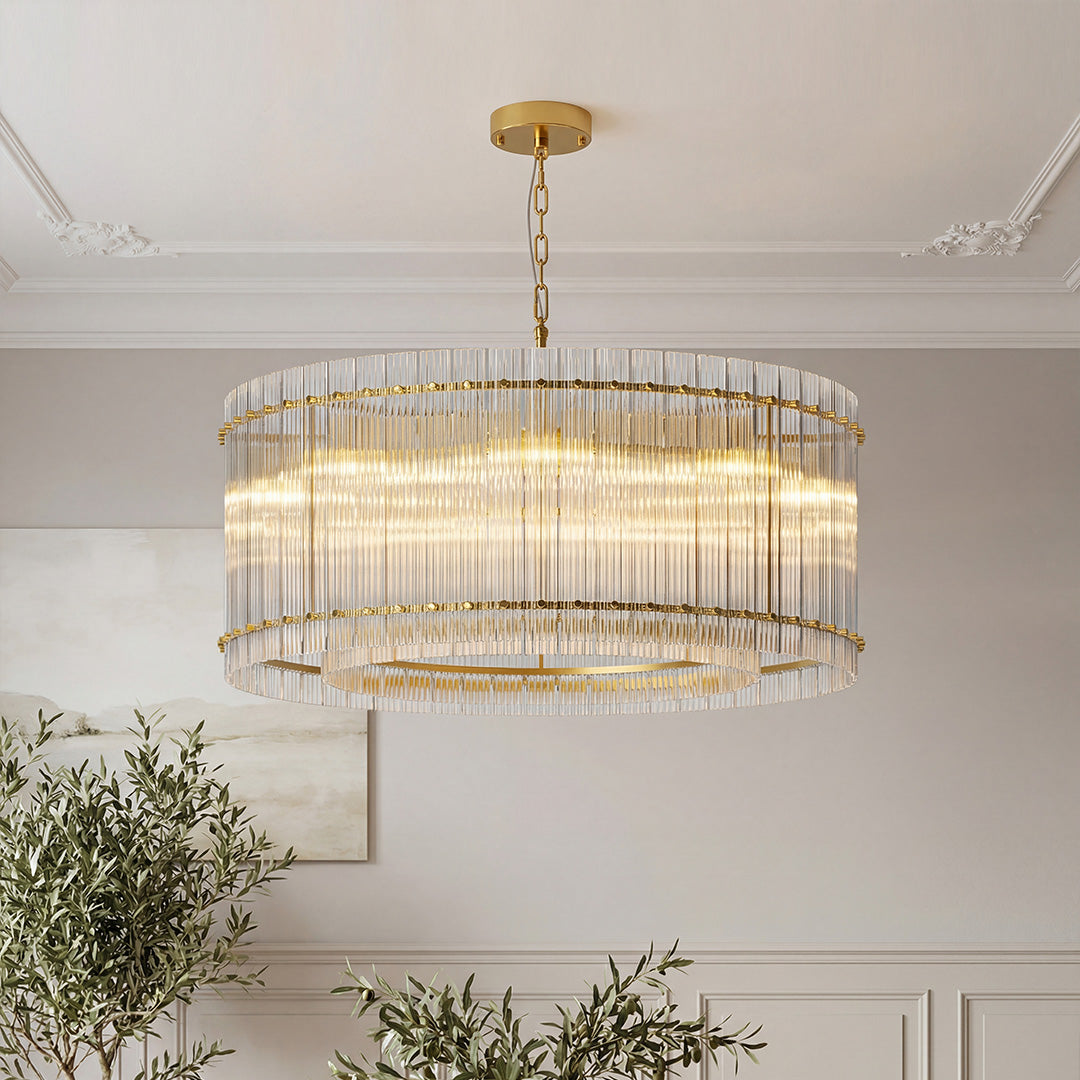 Luxury Iron Glass Lamp Shade Chandelier Ceiling Light