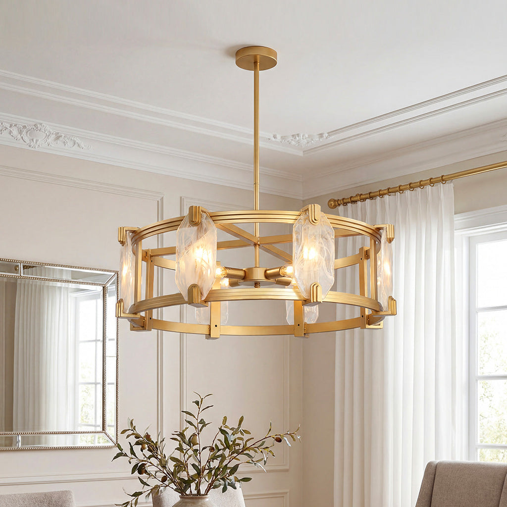 Round Glass Chandelier - Classic American Ceiling Light Elegance