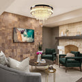 Gold Flush Mount Light - Modern Luxury Round Ceiling Fixture