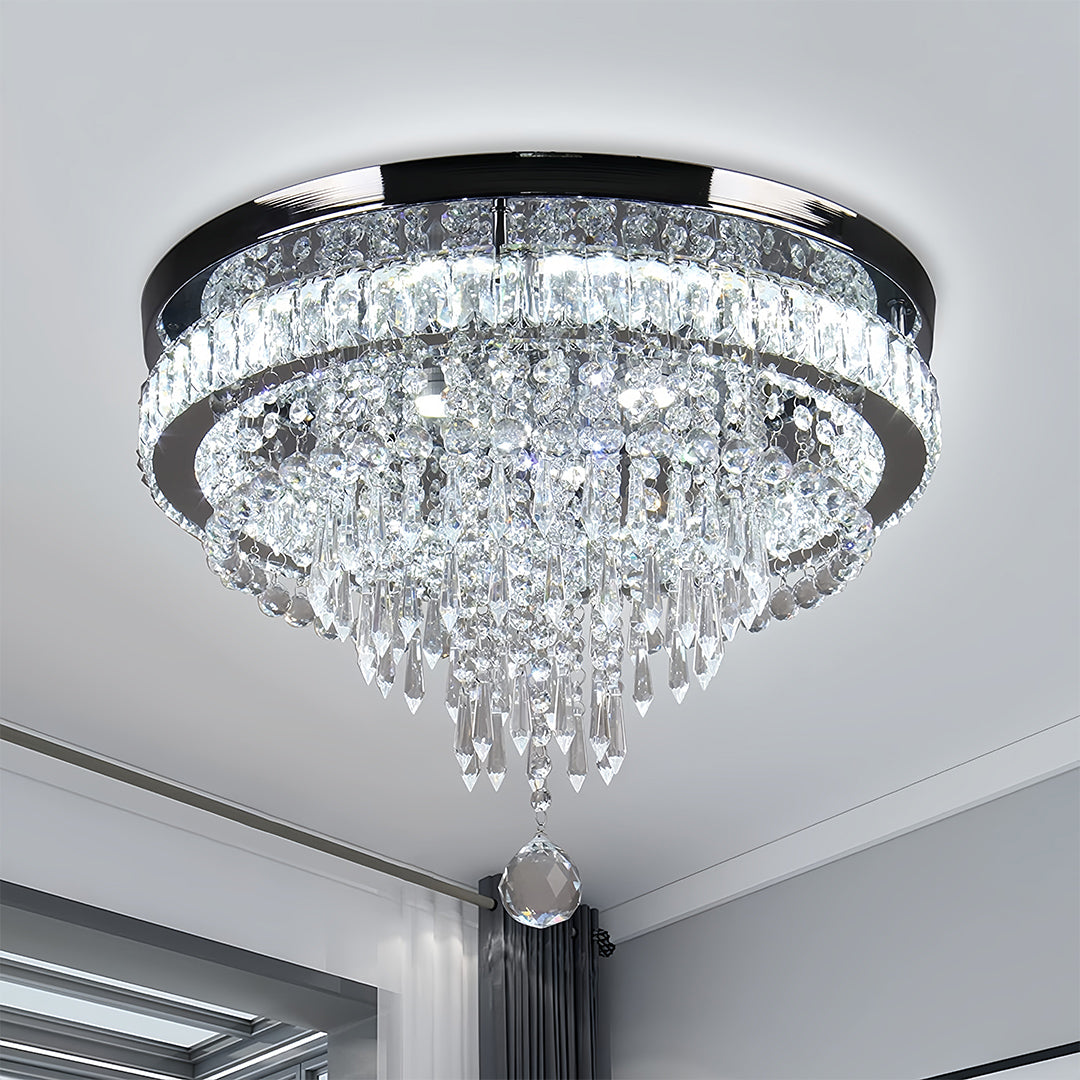 Gold Flush Mount Light - Modern Luxury Round Ceiling Fixture