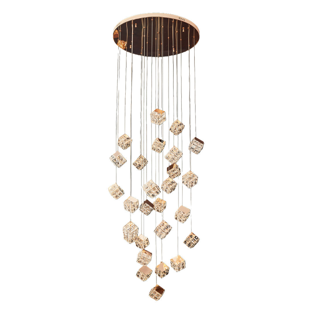 Stairs Chandelier Magic Cube Crystal Ceiling Light, Modern LED Lighting Fixture, Elegant Home Decor, Dimmable Design, Luxury Ceiling Lamp