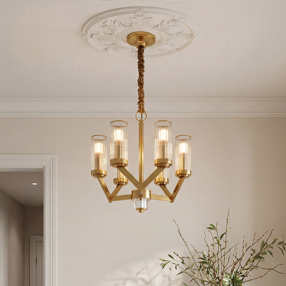Luxury Copper Glass Drop Chandelier Ceiling Light