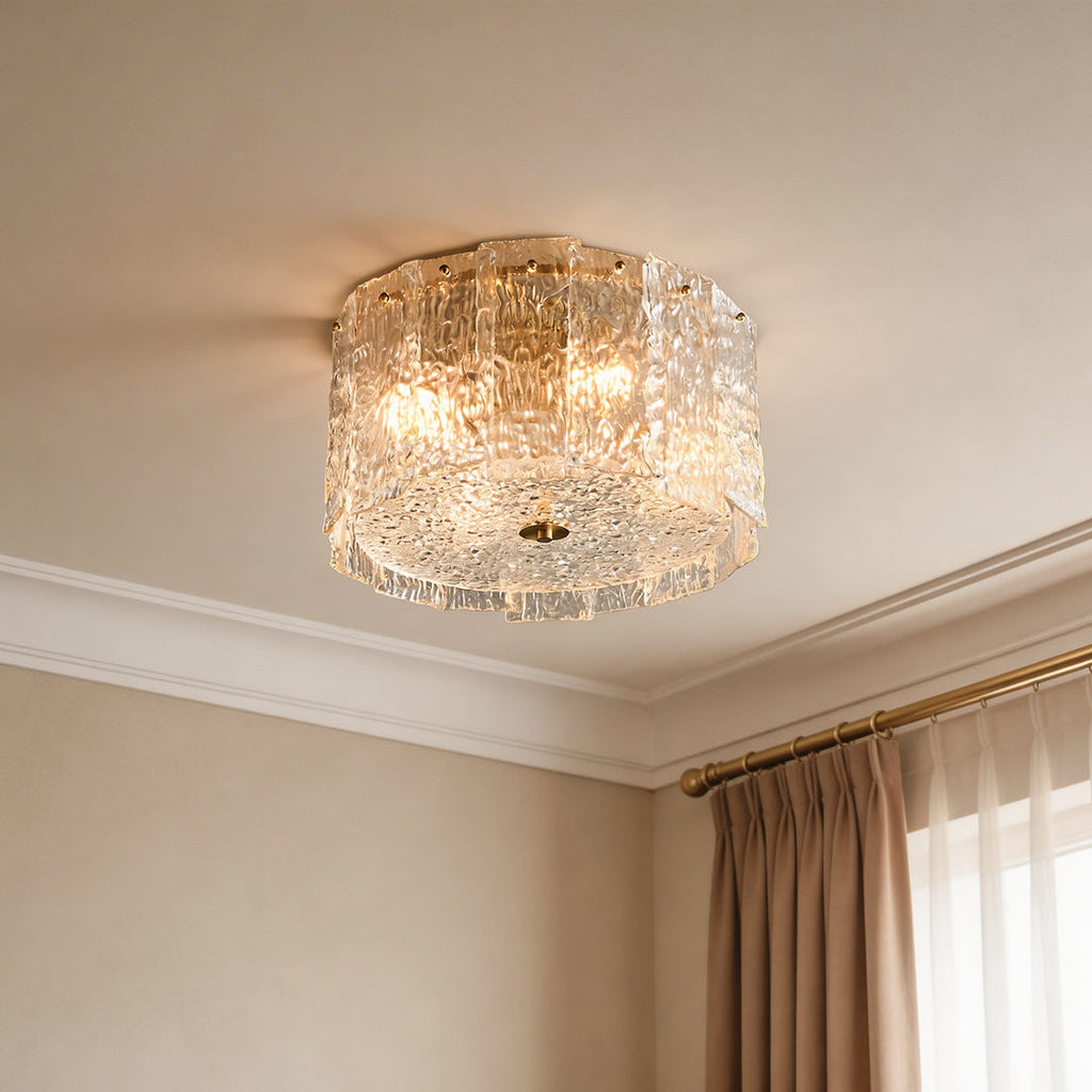 Luxury Full Copper Glass Flush Mount Lamp - Elegant Ambient Lighting