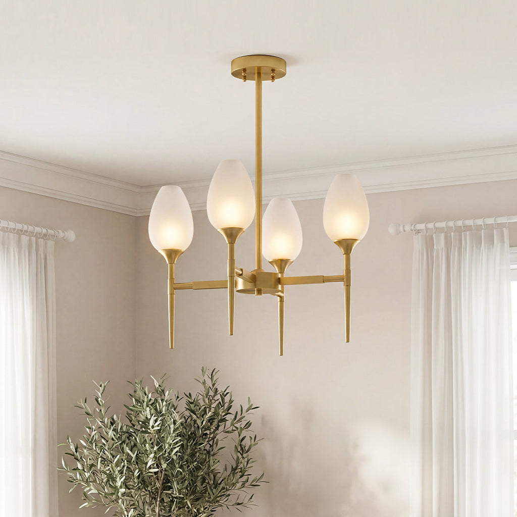 Modern Brass Glass Chandelier Luxury Ceiling Light Minimalist Design