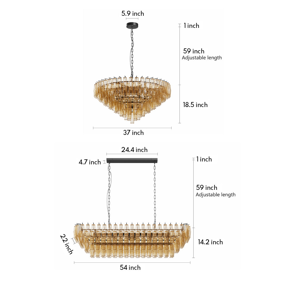 Luxury Glass Pendant Chandelier | Multi-Head Ceiling Lights