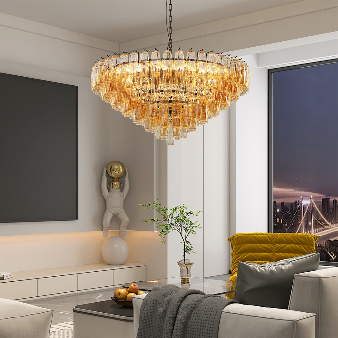 Luxury Glass Pendant Chandelier | Multi-Head Ceiling Lights