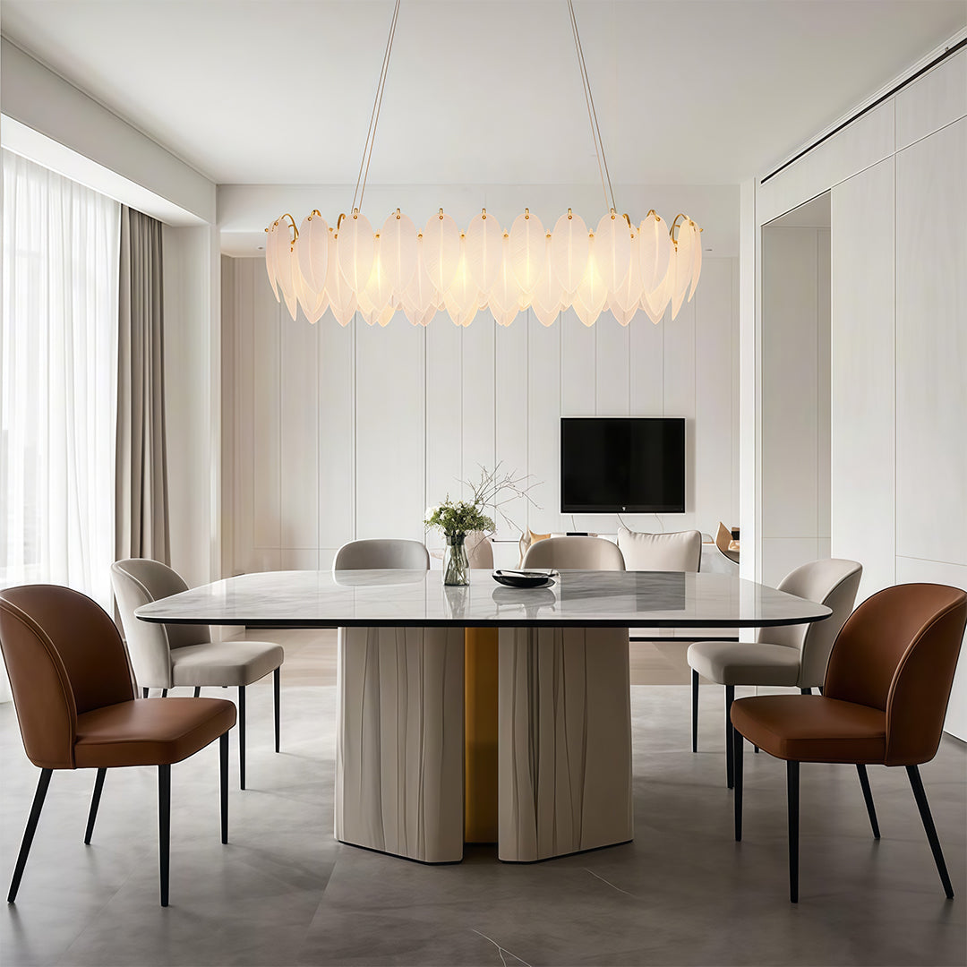 Modern Luxury Feather Glass Chandelier Ceiling Light