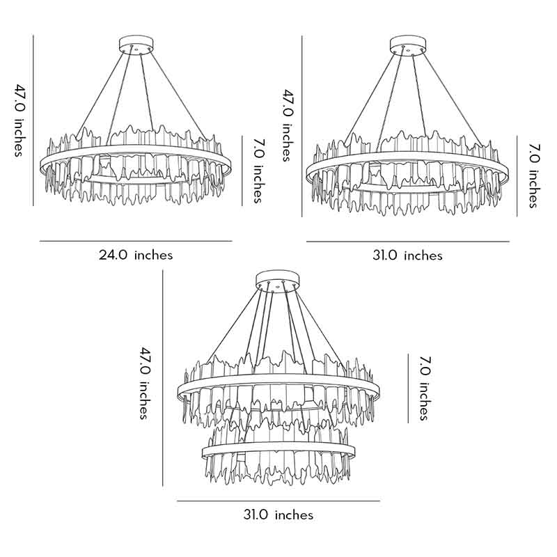Gold Leaf Chandelier Modern Metal Round LED Ceiling Light