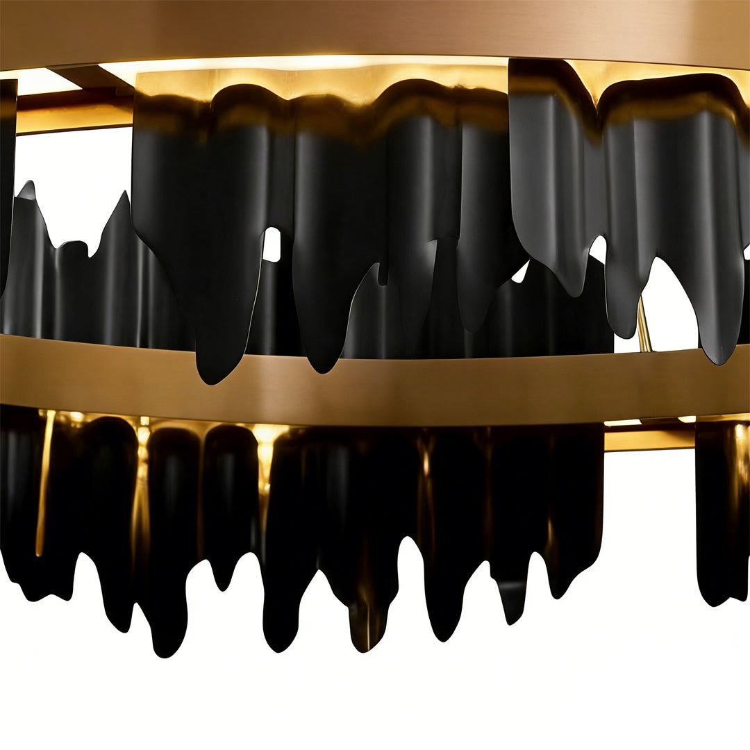 Gold Leaf Chandelier Modern Metal Round LED Ceiling Light