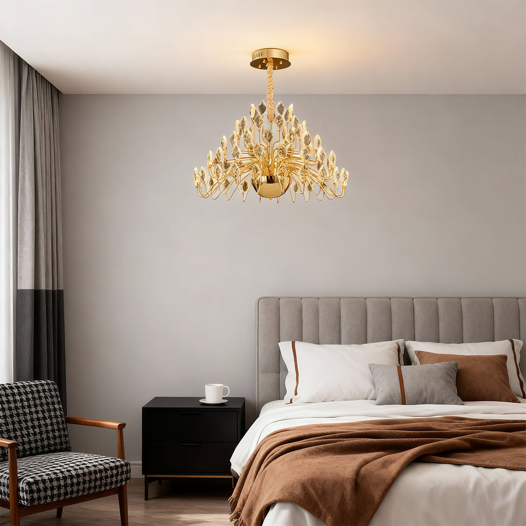 Gold LED Chandelier French Luxury Crystal Ceiling Light