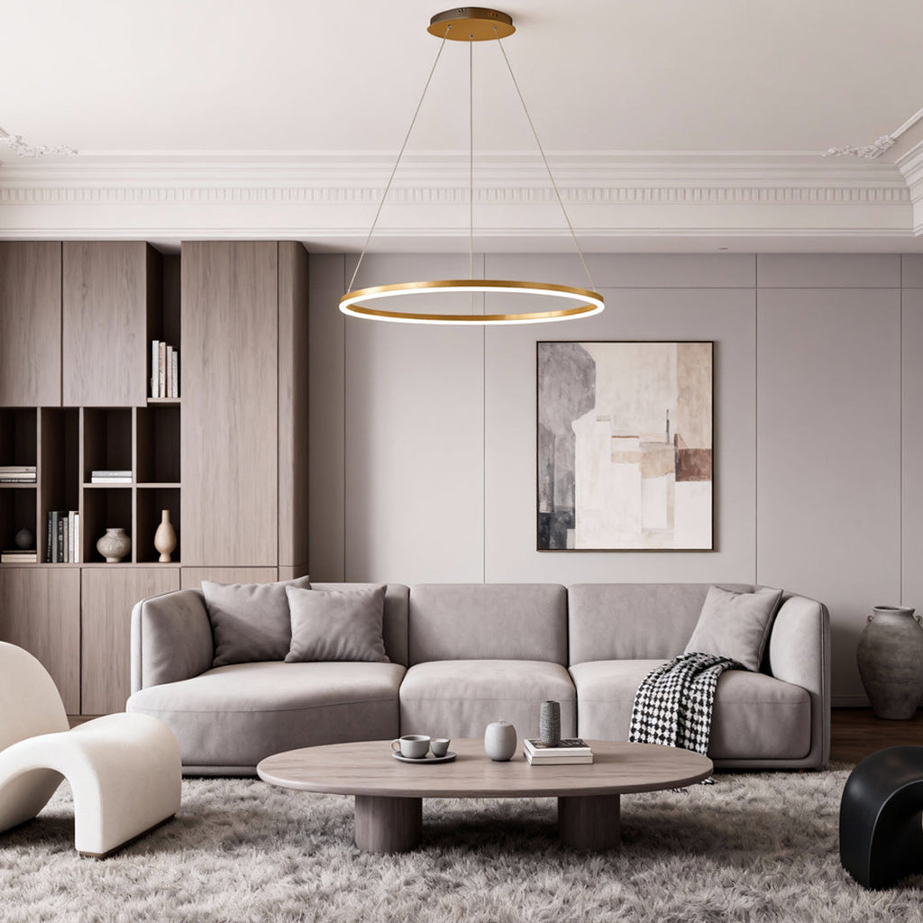 Black LED Ring Chandelier - Modern Aluminum Ceiling Light