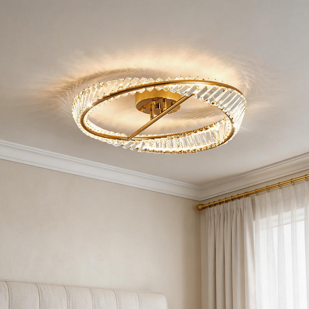 Luxury Gold Mobius Crystal Flush Mount Light Fixture