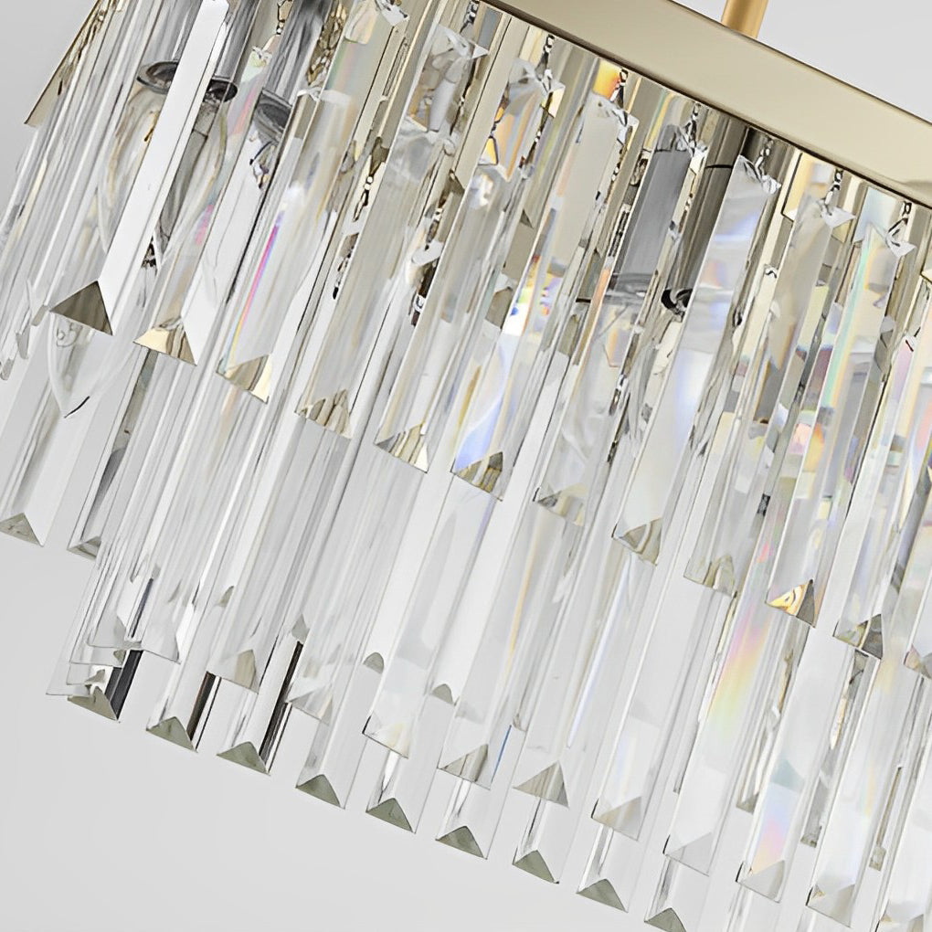 Gold Rectangular Crystal Chandelier Modern Ceiling Light