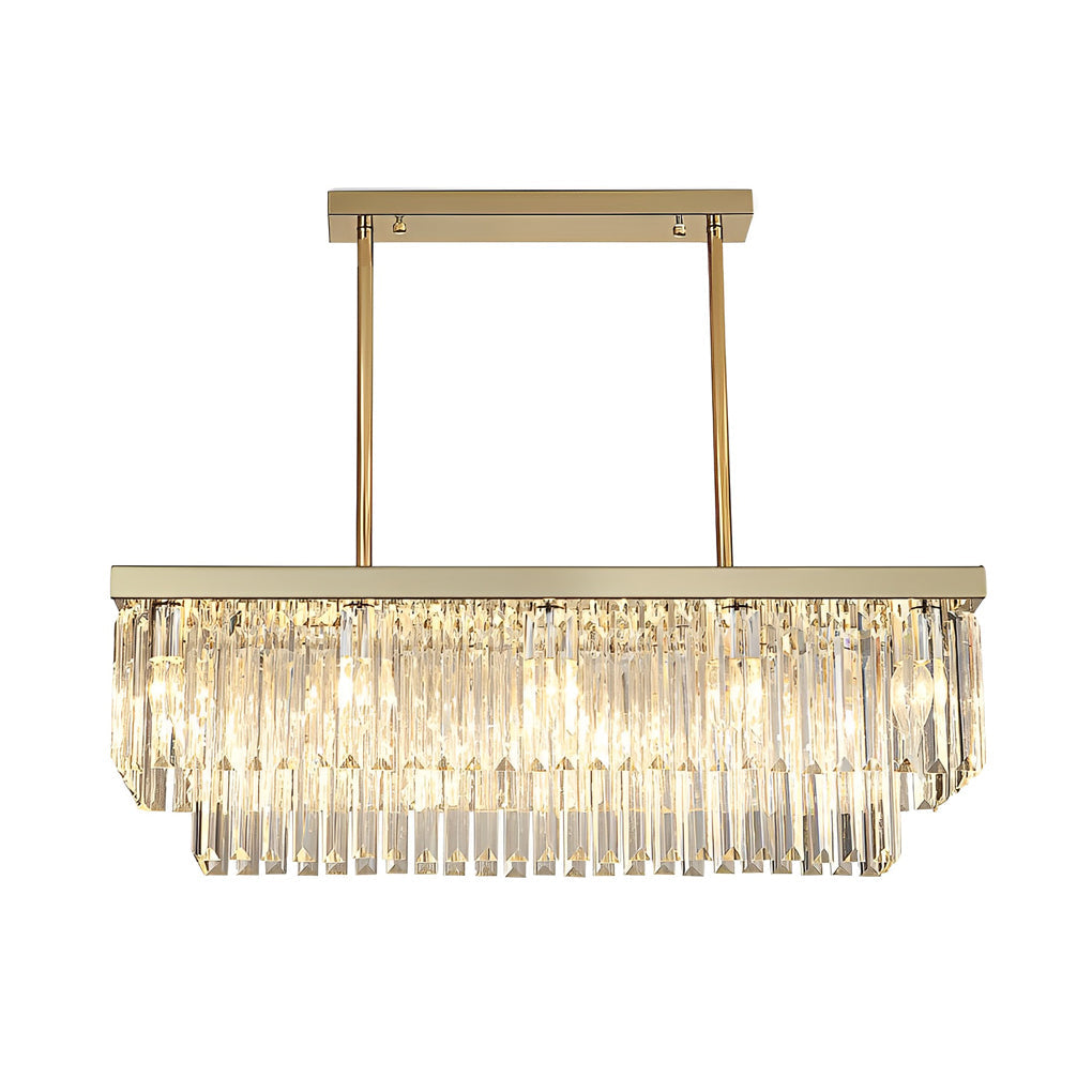 Gold Rectangular Crystal Chandelier Modern Ceiling Light