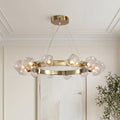 Gold Round Chandelier with Polished Brass Ceiling Light