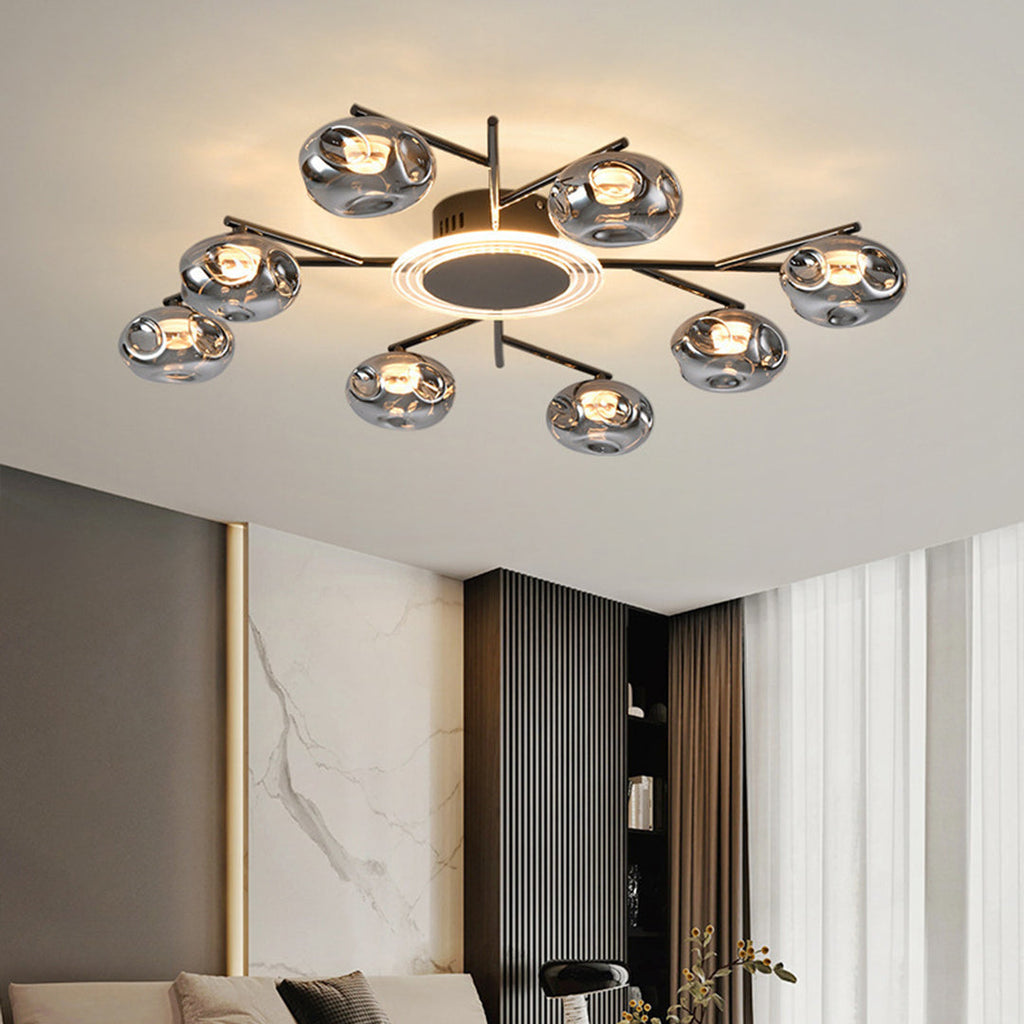Round Large Semi Flush Mount Ceiling Light - Branching Design for Elegant Illumination