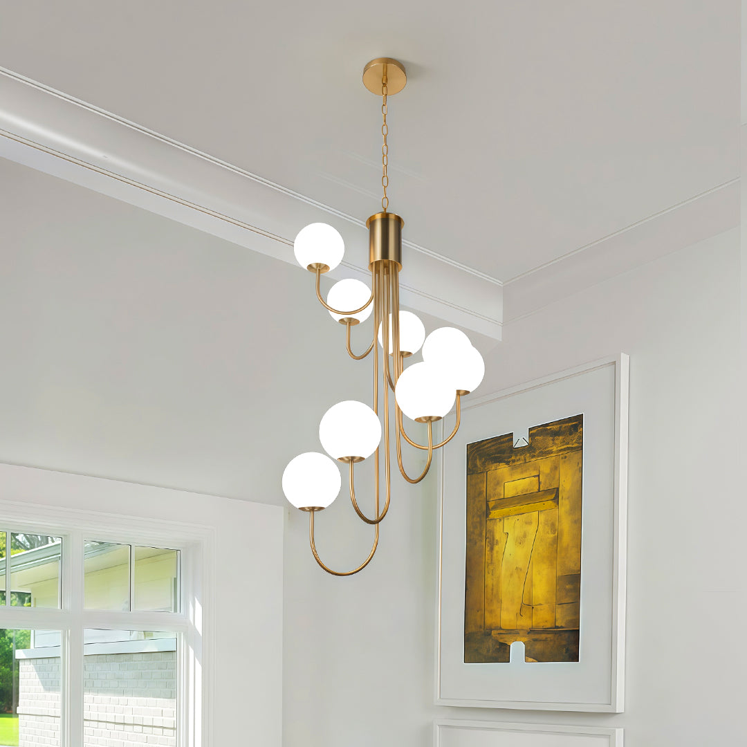 Spiral Globe Chandelier - Elegant French Ceiling Light Fixture