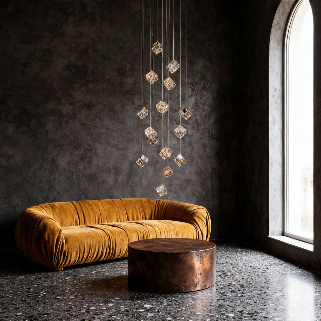 Stairs Chandelier Magic Cube Crystal Ceiling Light, Modern LED Lighting Fixture, Elegant Home Decor, Dimmable Design, Luxury Ceiling Lamp
