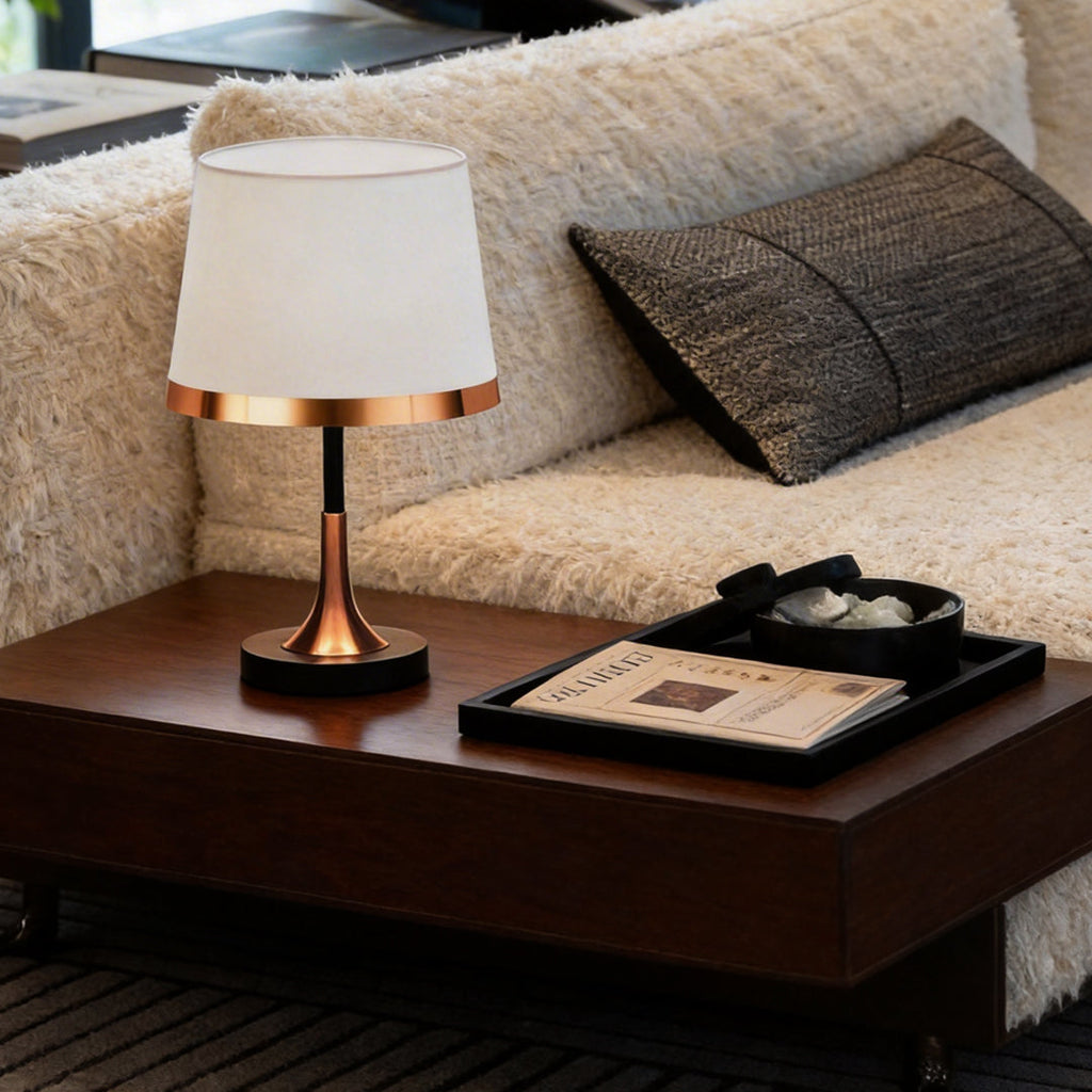 Gold White Modern Table Lamp - Iron and Fabric Design 

Illuminate your space with this stylish gold and white table lamp. Crafted from durable iron and soft fabric, this modern lamp complements any decor. Ideal for bedrooms, living rooms, or office space