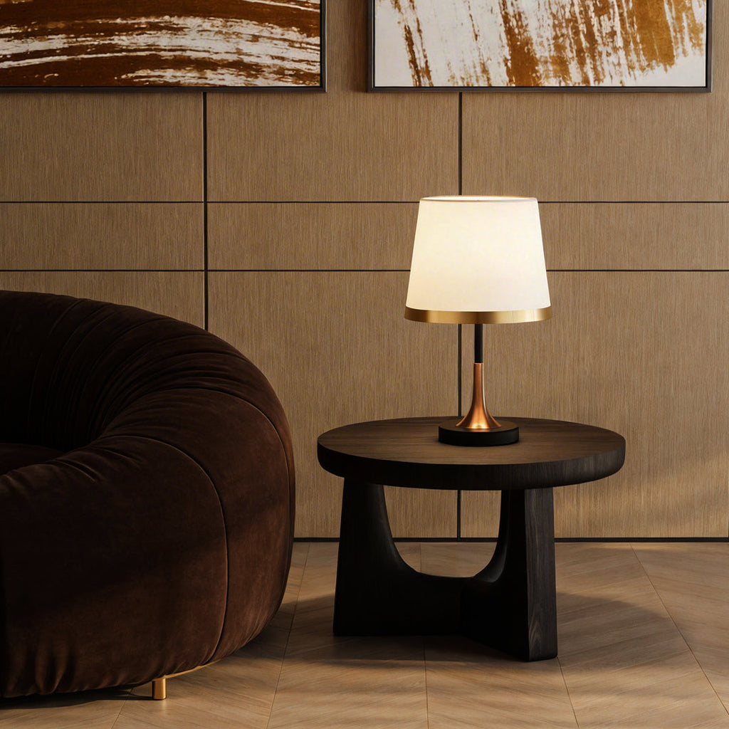 Gold White Modern Table Lamp - Iron and Fabric Design 

Illuminate your space with this stylish gold and white table lamp. Crafted from durable iron and soft fabric, this modern lamp complements any decor. Ideal for bedrooms, living rooms, or office space