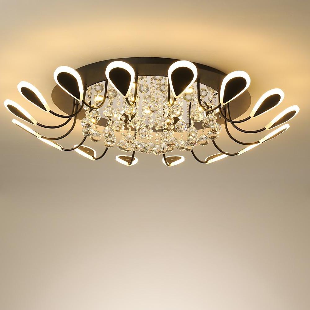 Flower-Shaped Dimmable LED Crystal Ceiling Light - Modern Flush Mount Fixture
