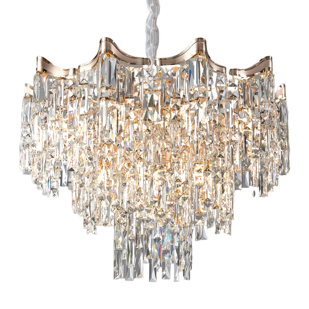 Luxury Gold Tiered Glass Chandelier - Modern Waterfall Ceiling Light