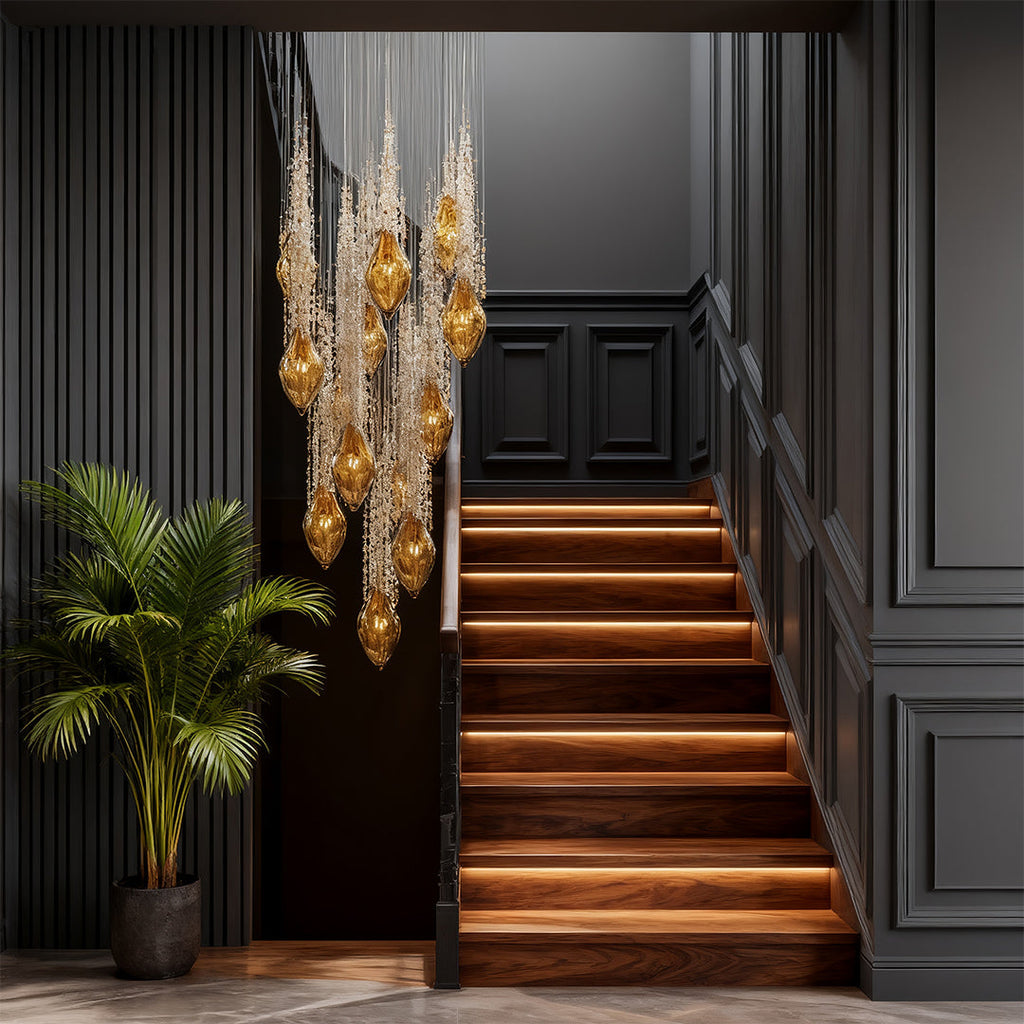 Stairway Crystal Chandelier Light Ceiling Fixture