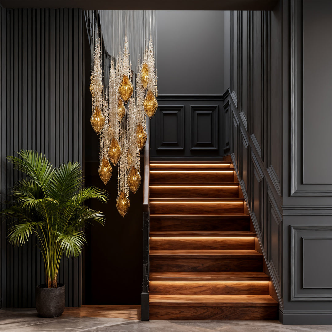 Stairway Crystal Chandelier Light Ceiling Fixture