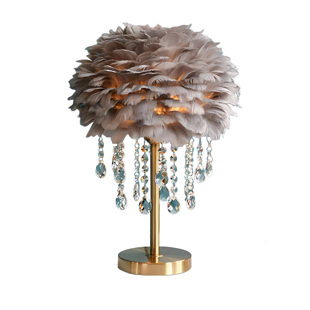 Feather LED Crystal Tassel Table Lamp - Modern Ambient Light