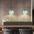 Green Glass Pendant Light - Modern Textured Ceiling Fixture