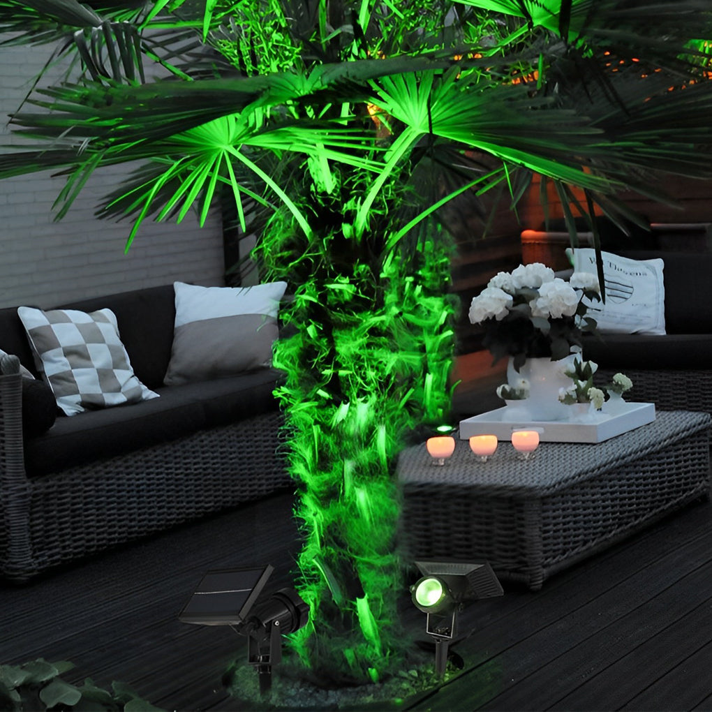 Adjustable LED RGB Solar Lights Waterproof Ground Spike Tree Spotlight