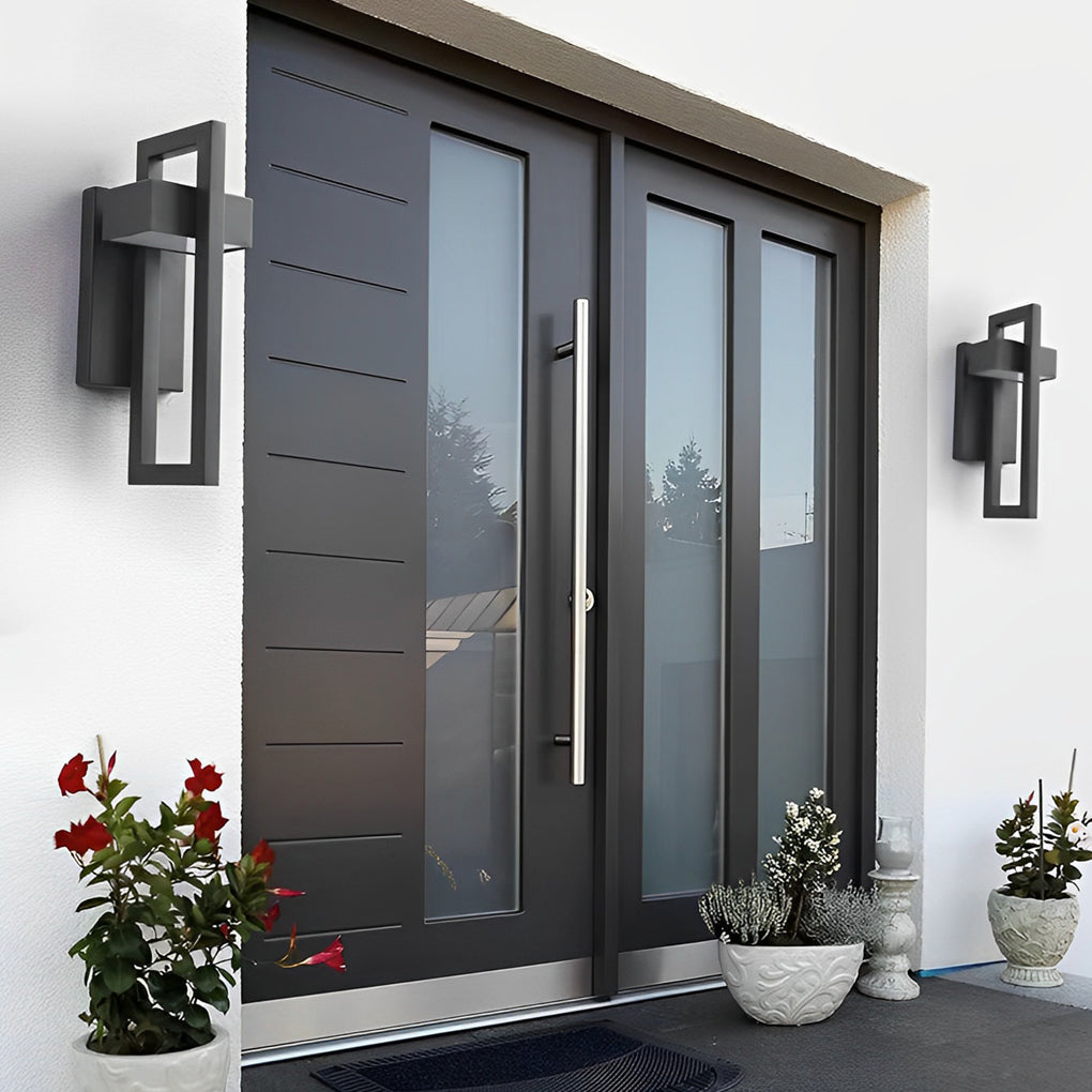 Black Outdoor Wall Sconce LED Modern Rectangular Light
