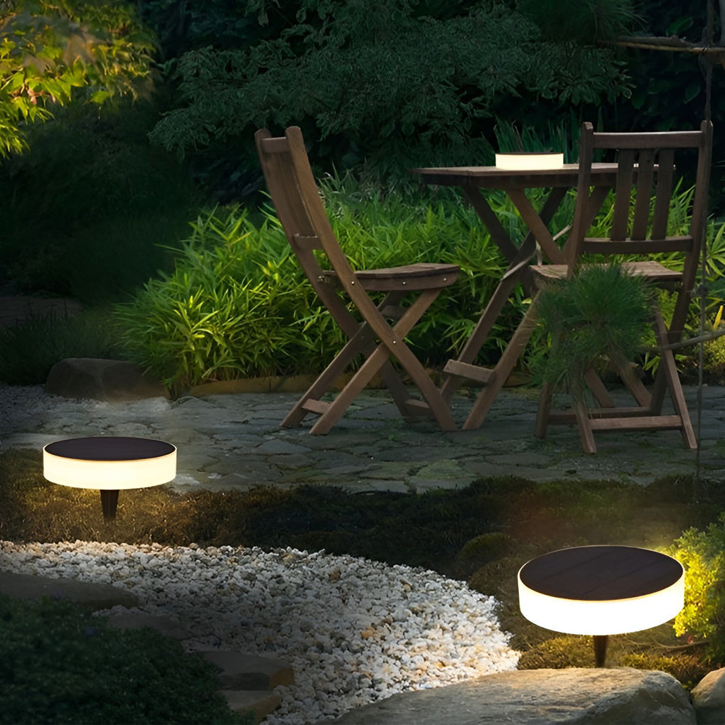 Elegant LED Solar Landscape Disc Lights - Outdoor Ground Lighting for Pathways & Gardens